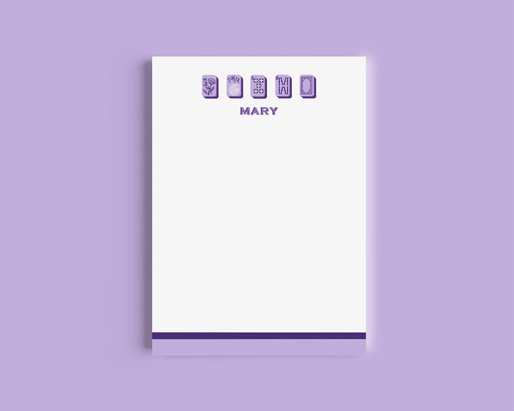 Mahjong Customizable Name 5x7 Notepad - Purple