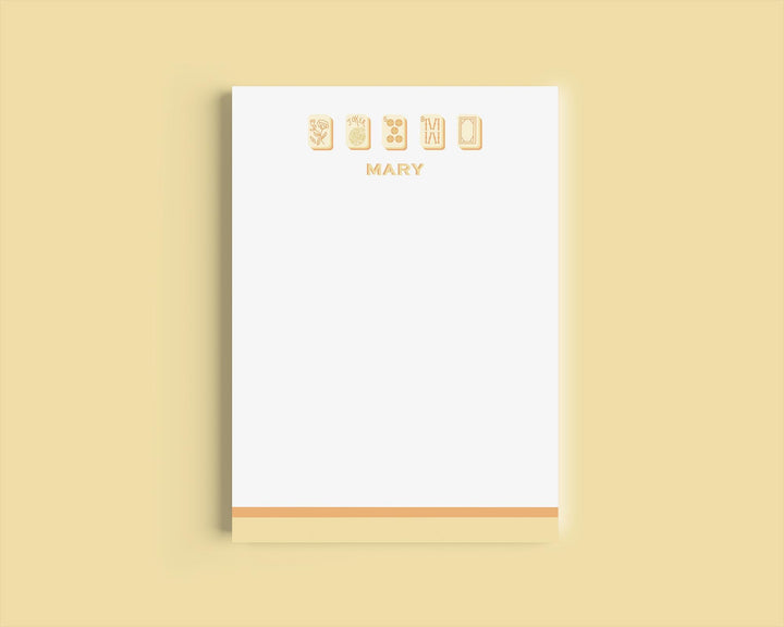Mahjong Customizable Name 5x7 Notepad - Yellow